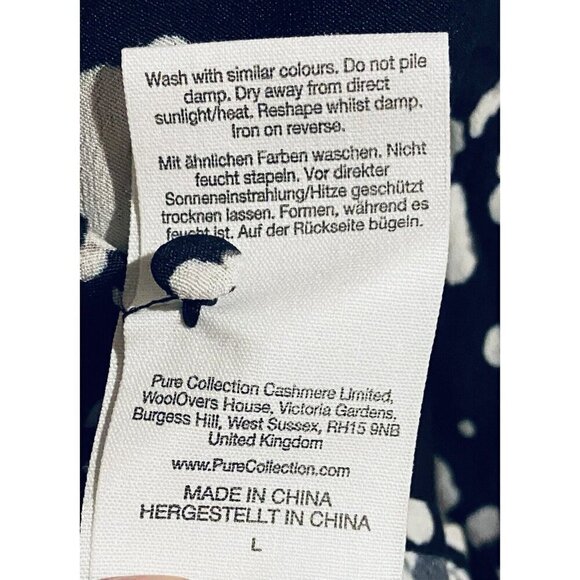 Pure Collection Top Womens 16 Black White Turtle Neck Drop Ruffle Shoulder - Picture 8 of 9